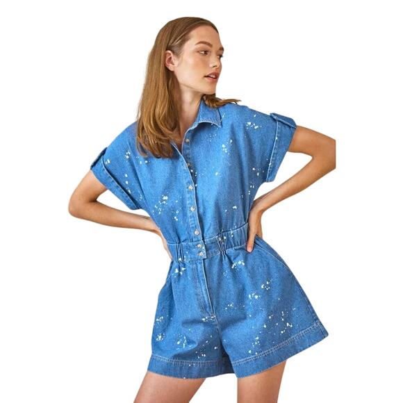 Hunter Bell Reed Jean Jumpsuit in Island Mist Denim 6 - Picture 2 of 3